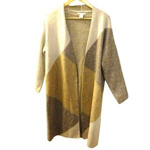 Sincerely Jules Duster Open Style Beige Tri-Color Acrylic Blend Cardigan 1X